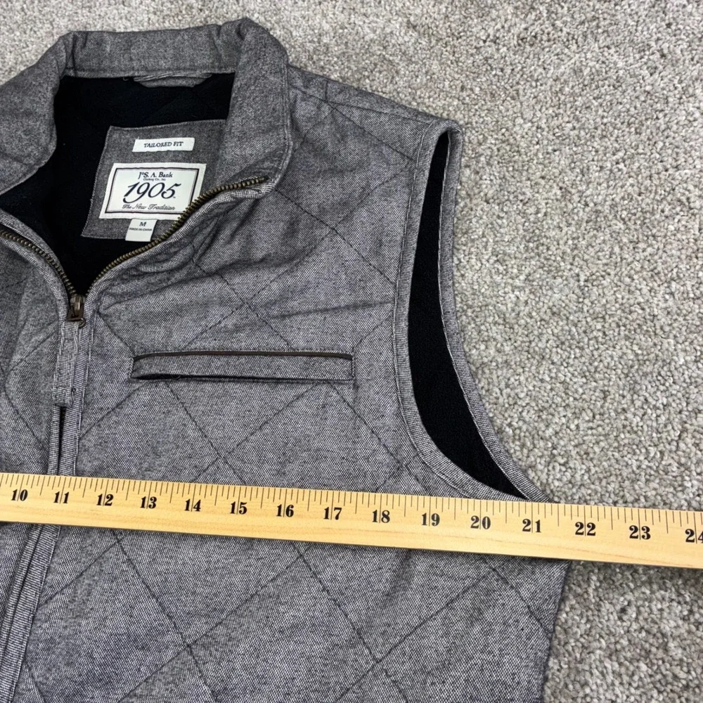 Jos A Bank‎ 1905 Mens M Quilted Vest Gray Tailored Fit Sleeveless Preppy Career